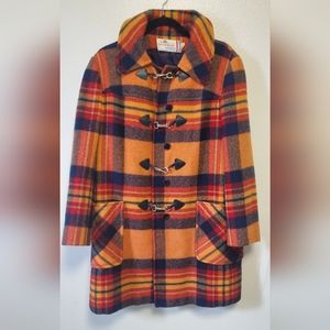 Pendleton knockabouts vintage wool plaid peacoat toggle size 14.